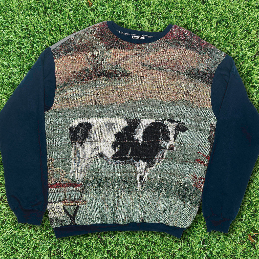 Dairy Cow Tapestry Panel Pullover