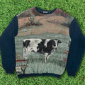 Dairy Cow Tapestry Panel Pullover
