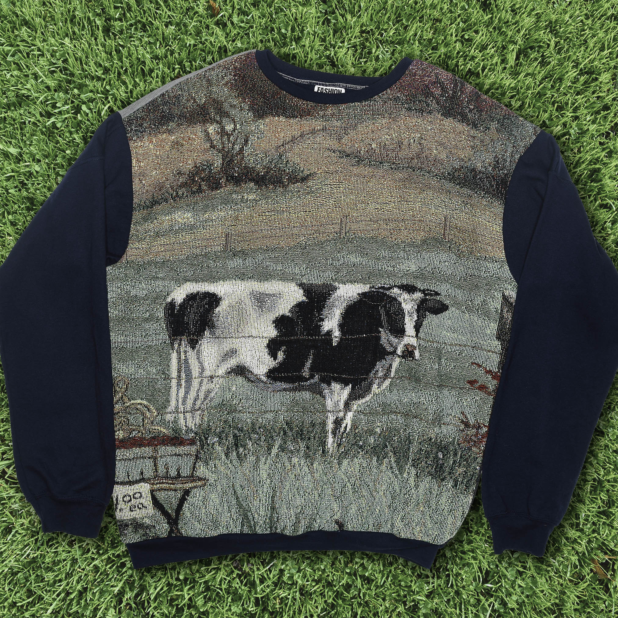 Dairy Cow Tapestry Panel Pullover