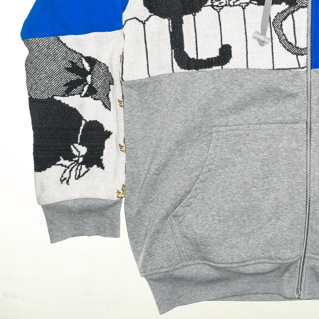 Cats on a Fence Tapestry Patchwork Zip Up Hoodie