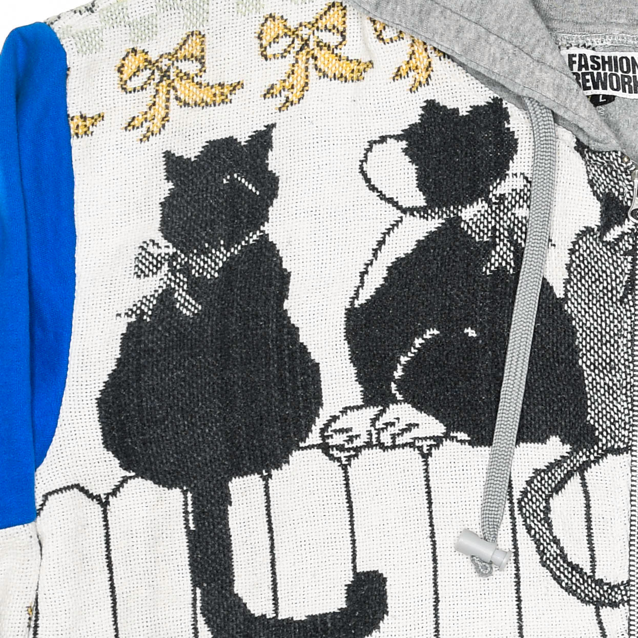 Cats on a Fence Tapestry Patchwork Zip Up Hoodie