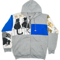 Cats on a Fence Tapestry Patchwork Zip Up Hoodie