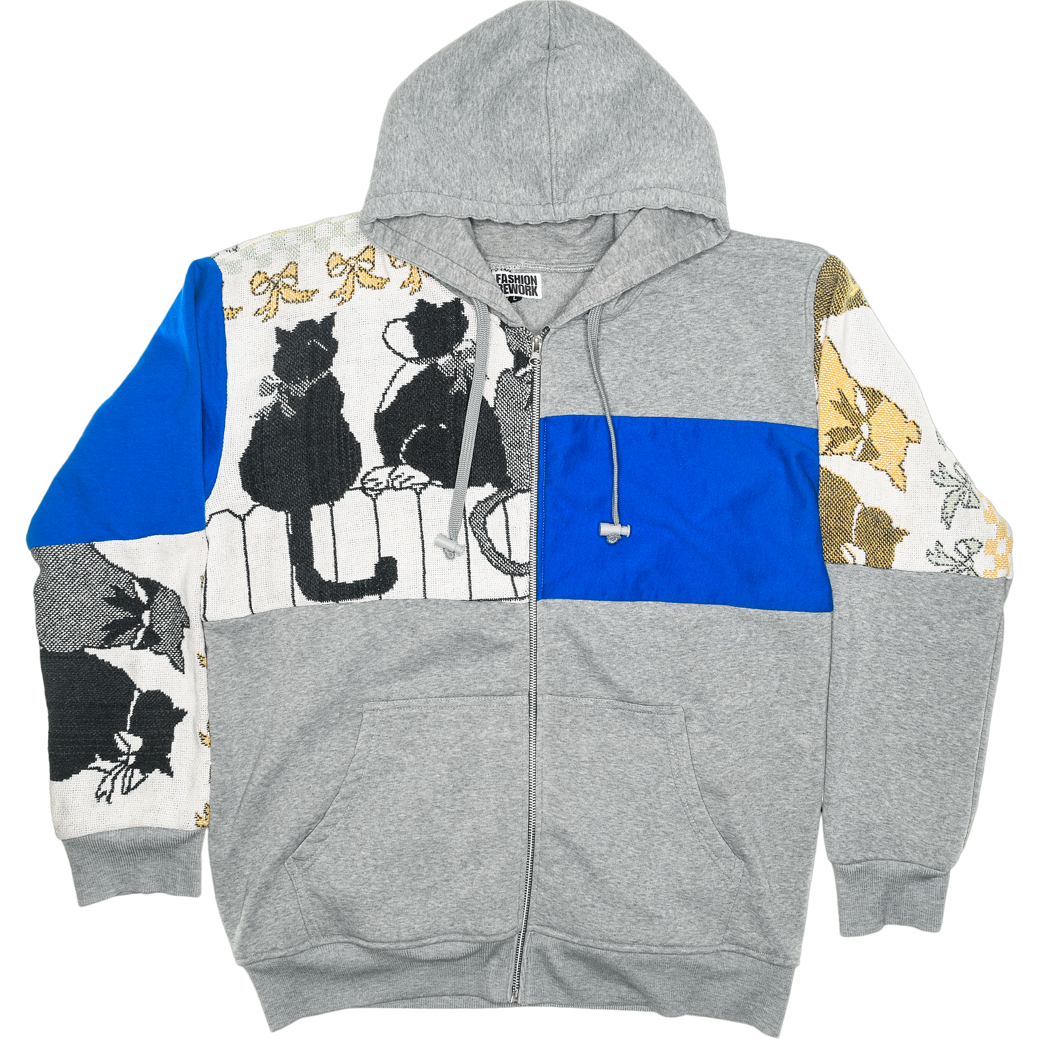 Cats on a Fence Tapestry Patchwork Zip Up Hoodie