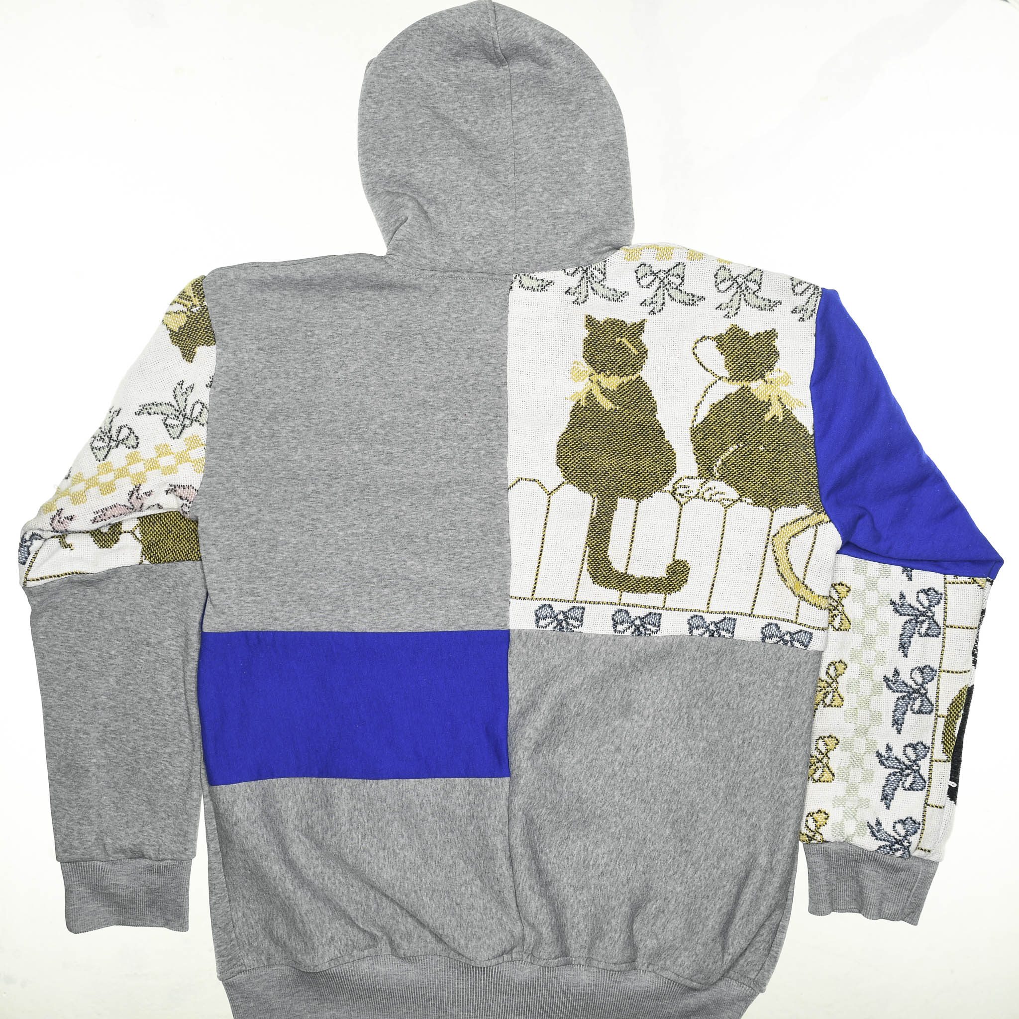 Cats on a Fence Tapestry Patchwork Zip Up Hoodie