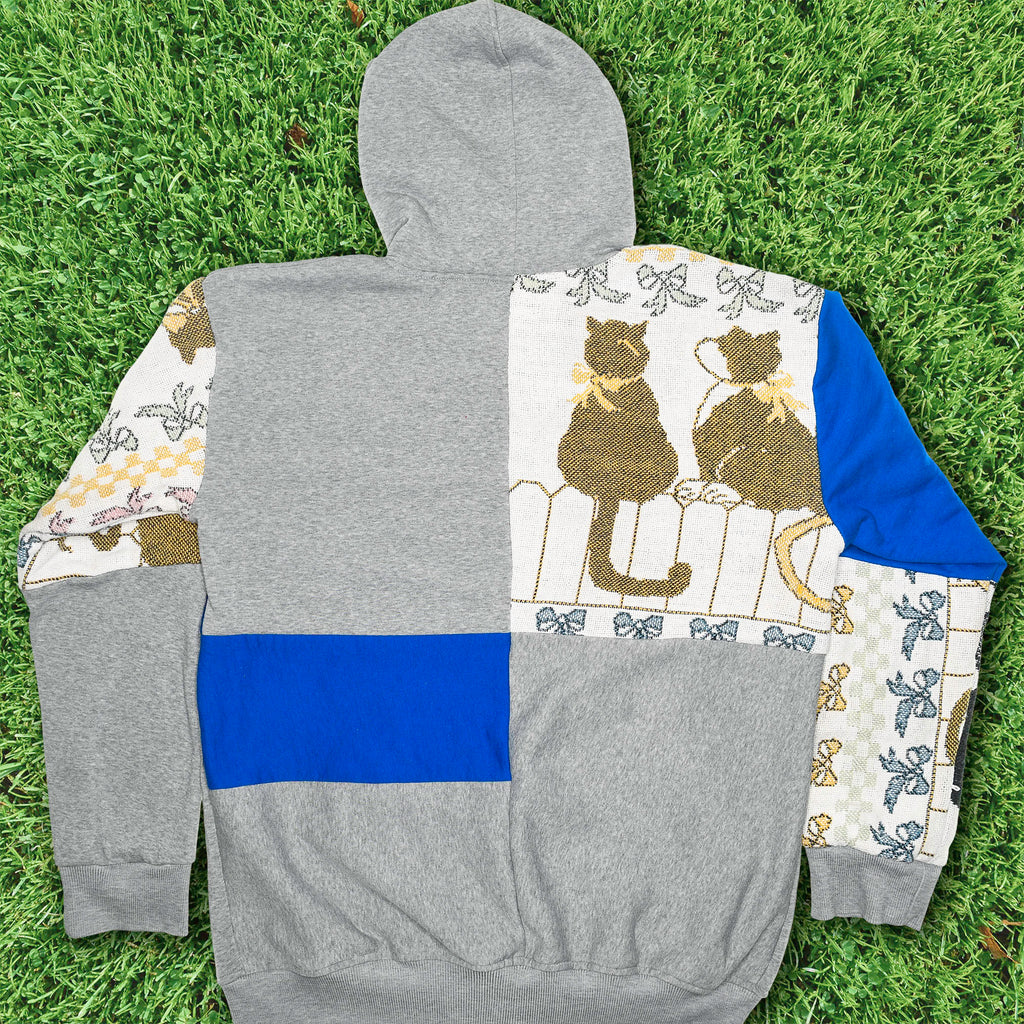 Cats on a Fence Tapestry Patchwork Zip Up Hoodie