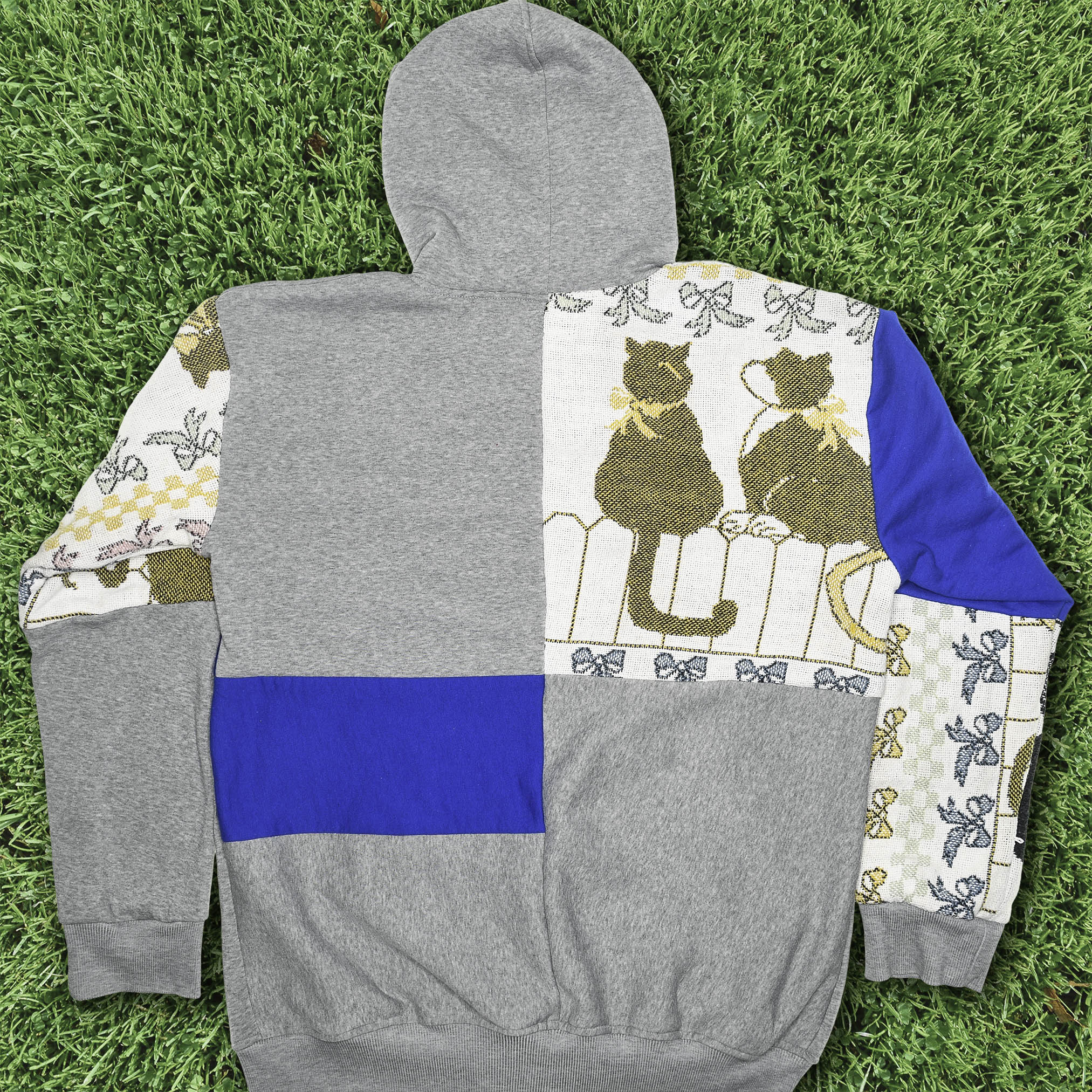 Cats on a Fence Tapestry Patchwork Zip Up Hoodie