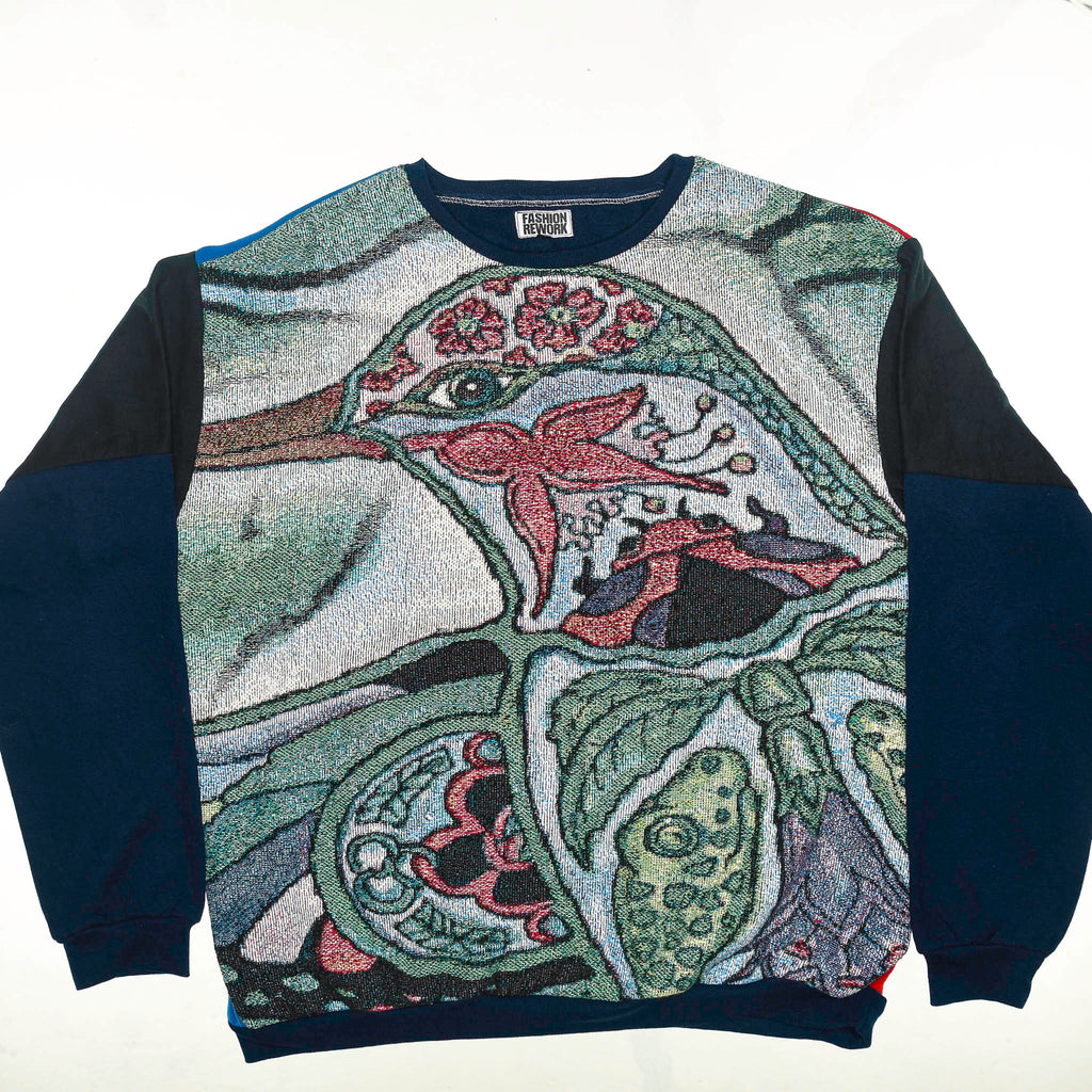 Detailed Bird Tapestry Panel Pullover