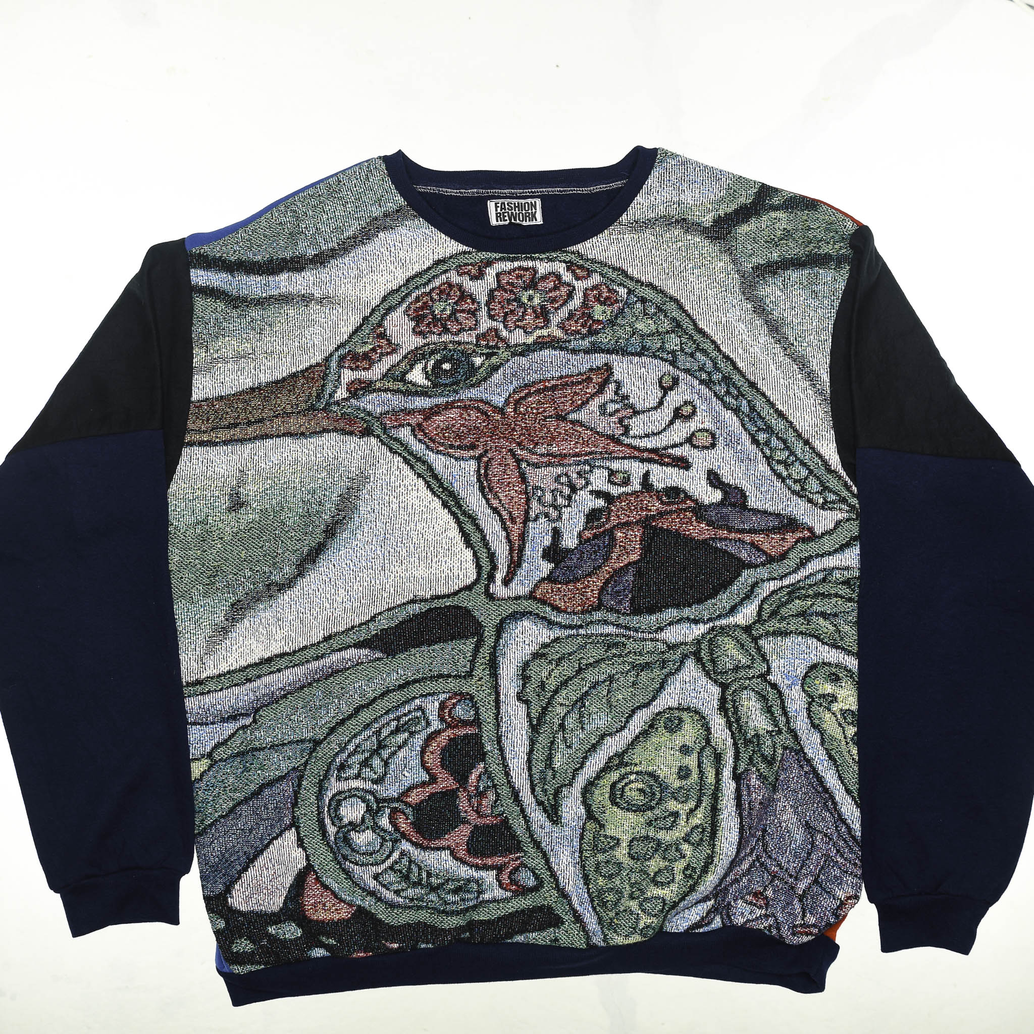 Detailed Bird Tapestry Panel Pullover