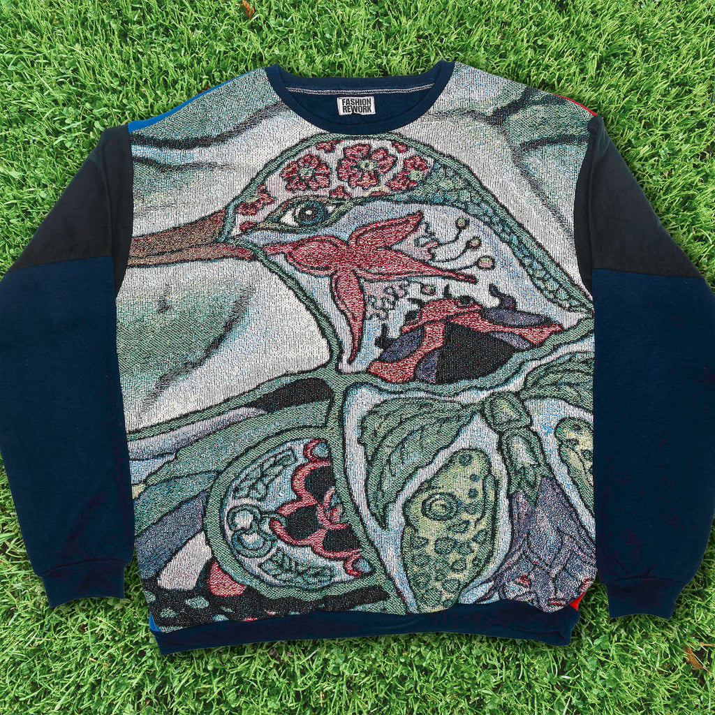 Detailed Bird Tapestry Panel Pullover