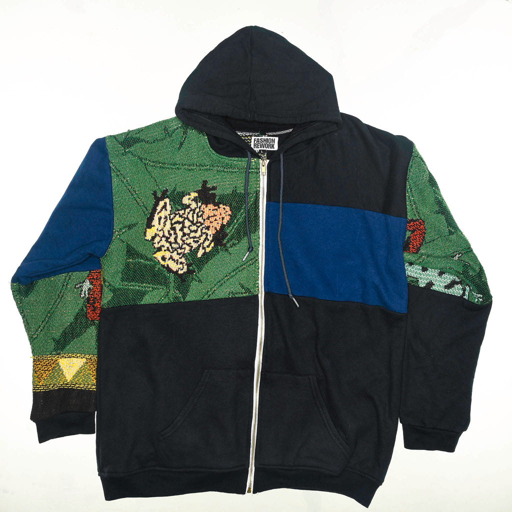 Tree Frog Patchwork Tapestry Zip Up Hoodie