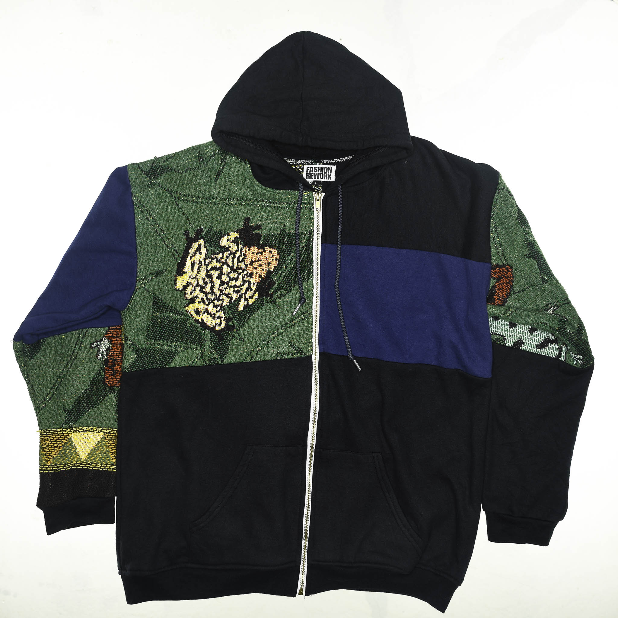 Tree Frog Patchwork Tapestry Zip Up Hoodie
