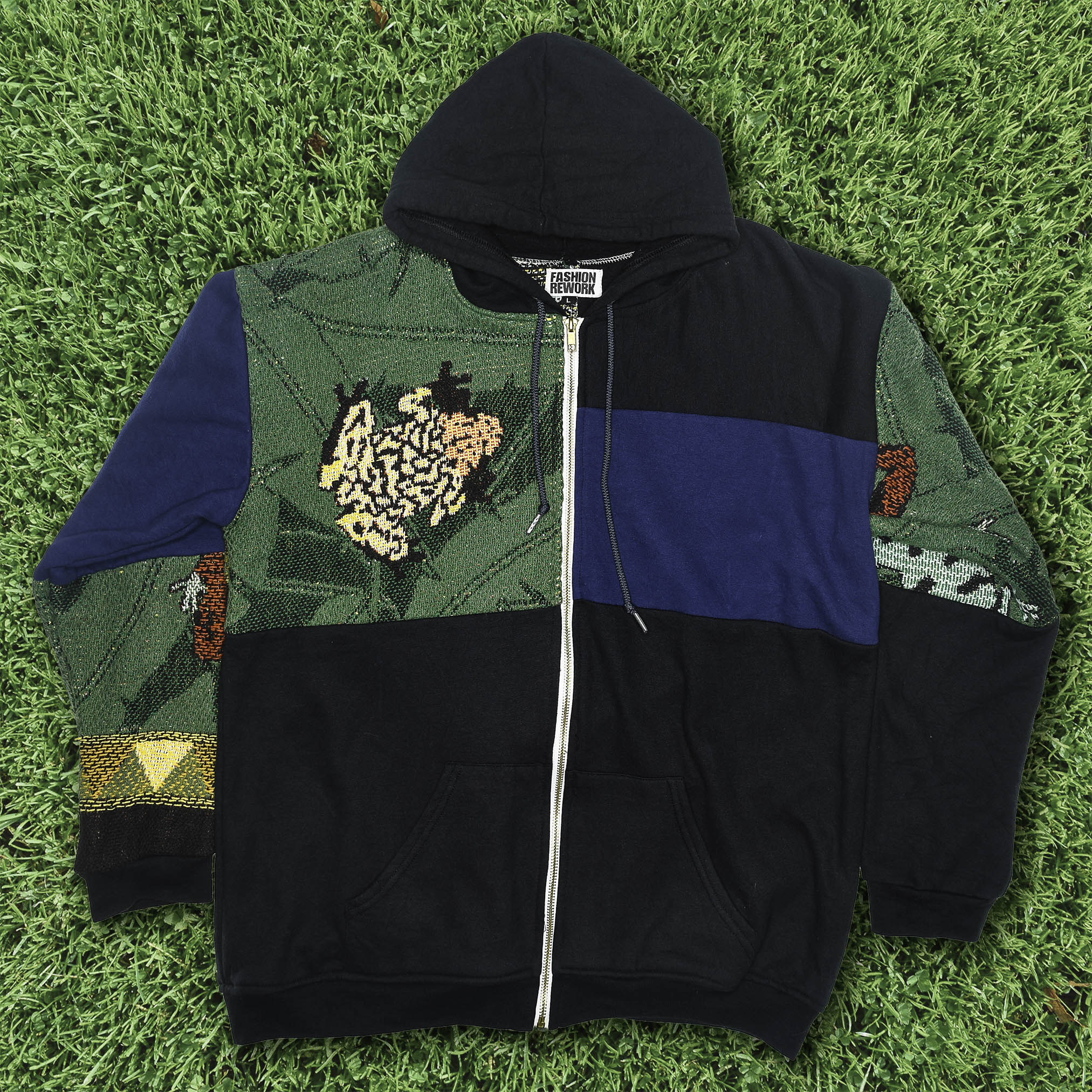 Tree Frog Patchwork Tapestry Zip Up Hoodie