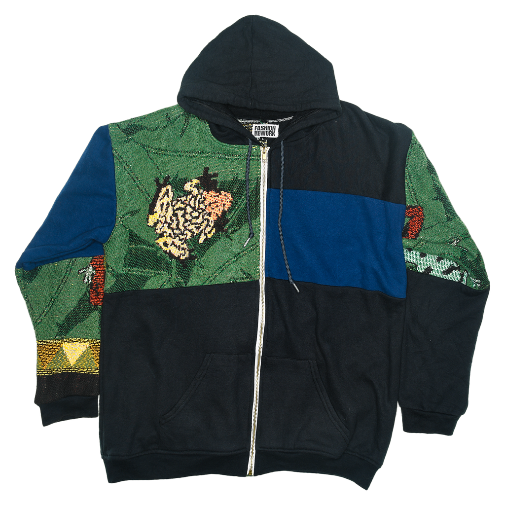 Tree Frog Patchwork Tapestry Zip Up Hoodie