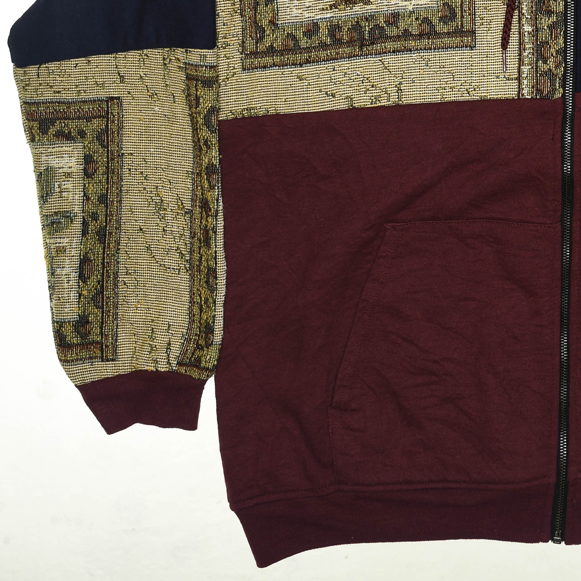 Vintage Palm Tree Patchwork Tapestry Zip Up Hoodie