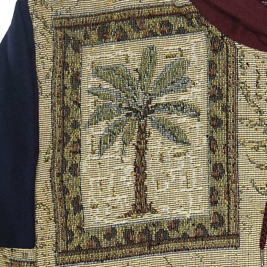 Vintage Palm Tree Patchwork Tapestry Zip Up Hoodie