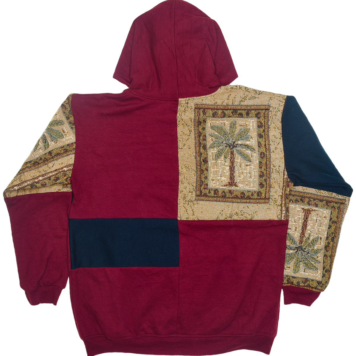 Vintage Palm Tree Patchwork Tapestry Zip Up Hoodie