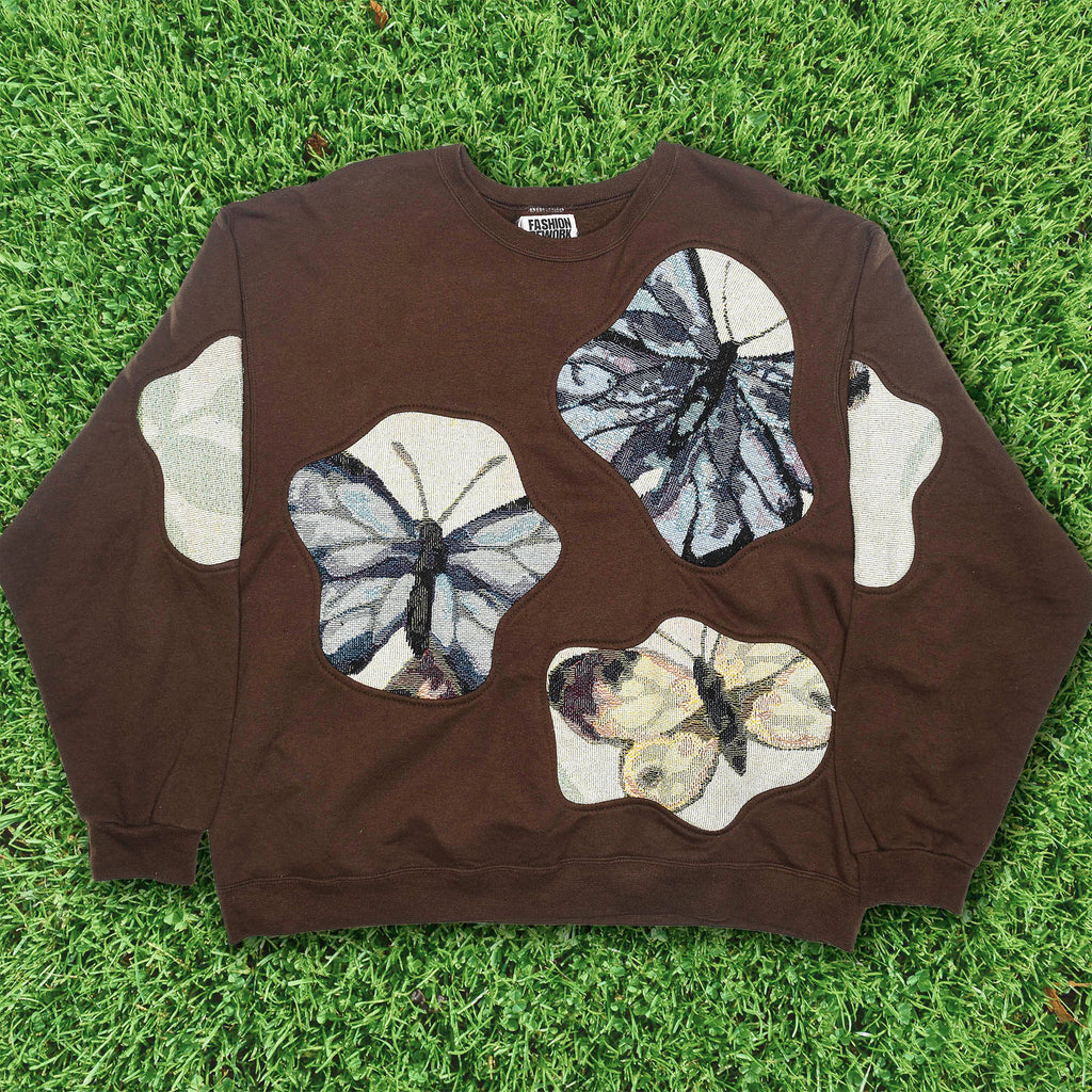 Brown Butterfly Amoeba Tapestry Pullover