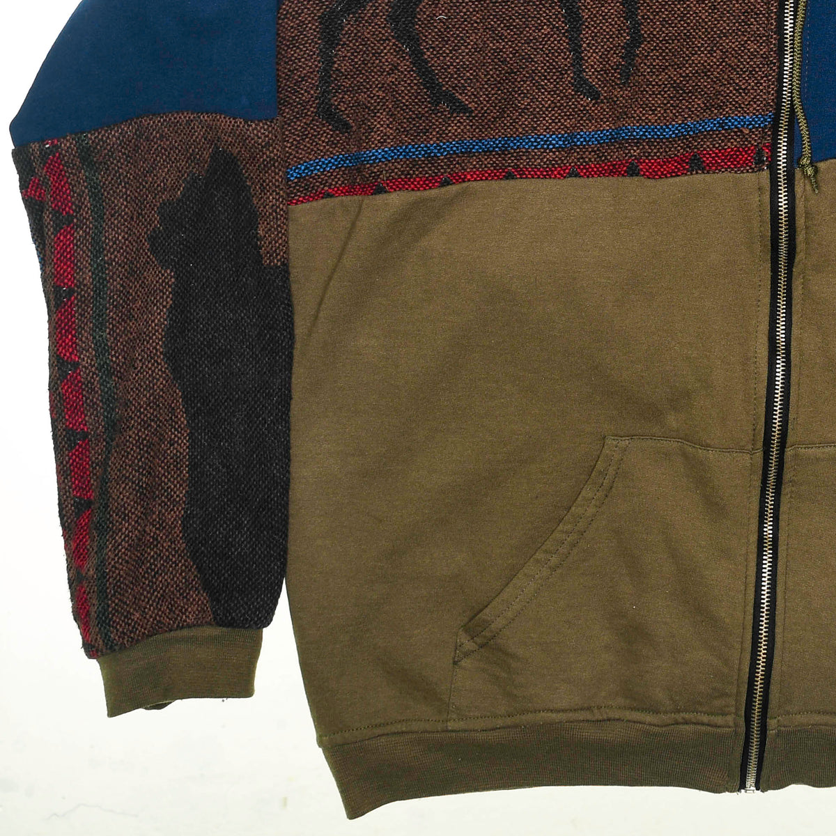 Forest Wildlife Patchwork Tapestry Zip Up Hoodie