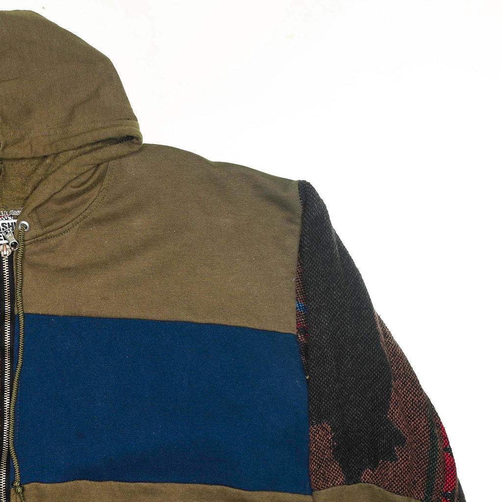 Forest Wildlife Patchwork Tapestry Zip Up Hoodie