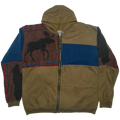 Forest Wildlife Patchwork Tapestry Zip Up Hoodie