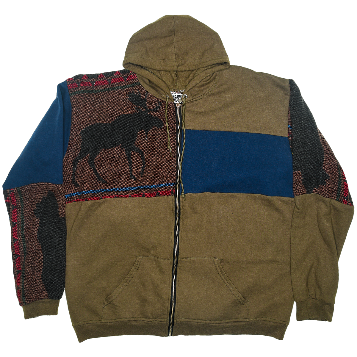 Forest Wildlife Patchwork Tapestry Zip Up Hoodie