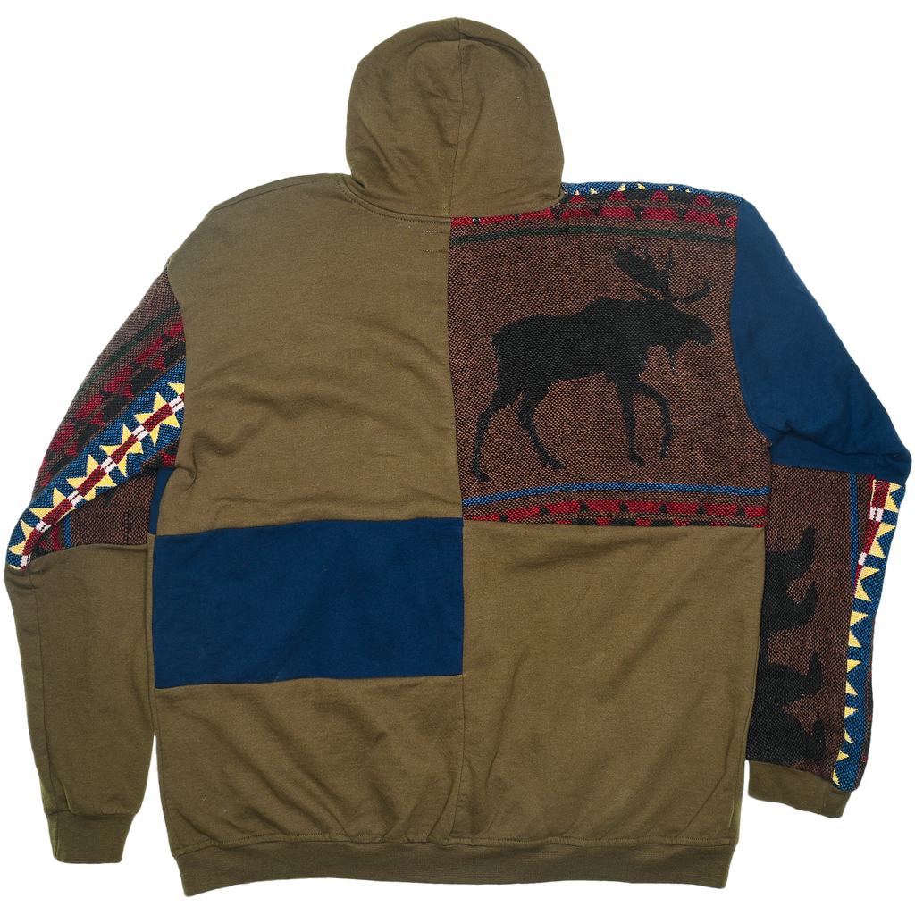 Forest Wildlife Patchwork Tapestry Zip Up Hoodie