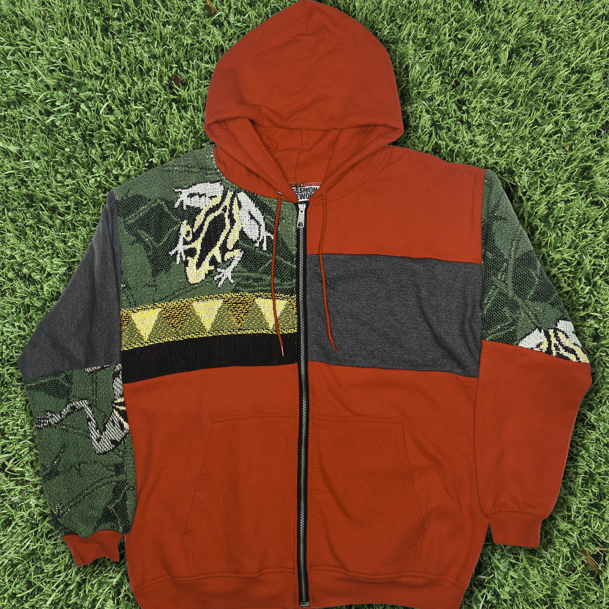 Tree Frog Patchwork Tapestry Zip Up Hoodie