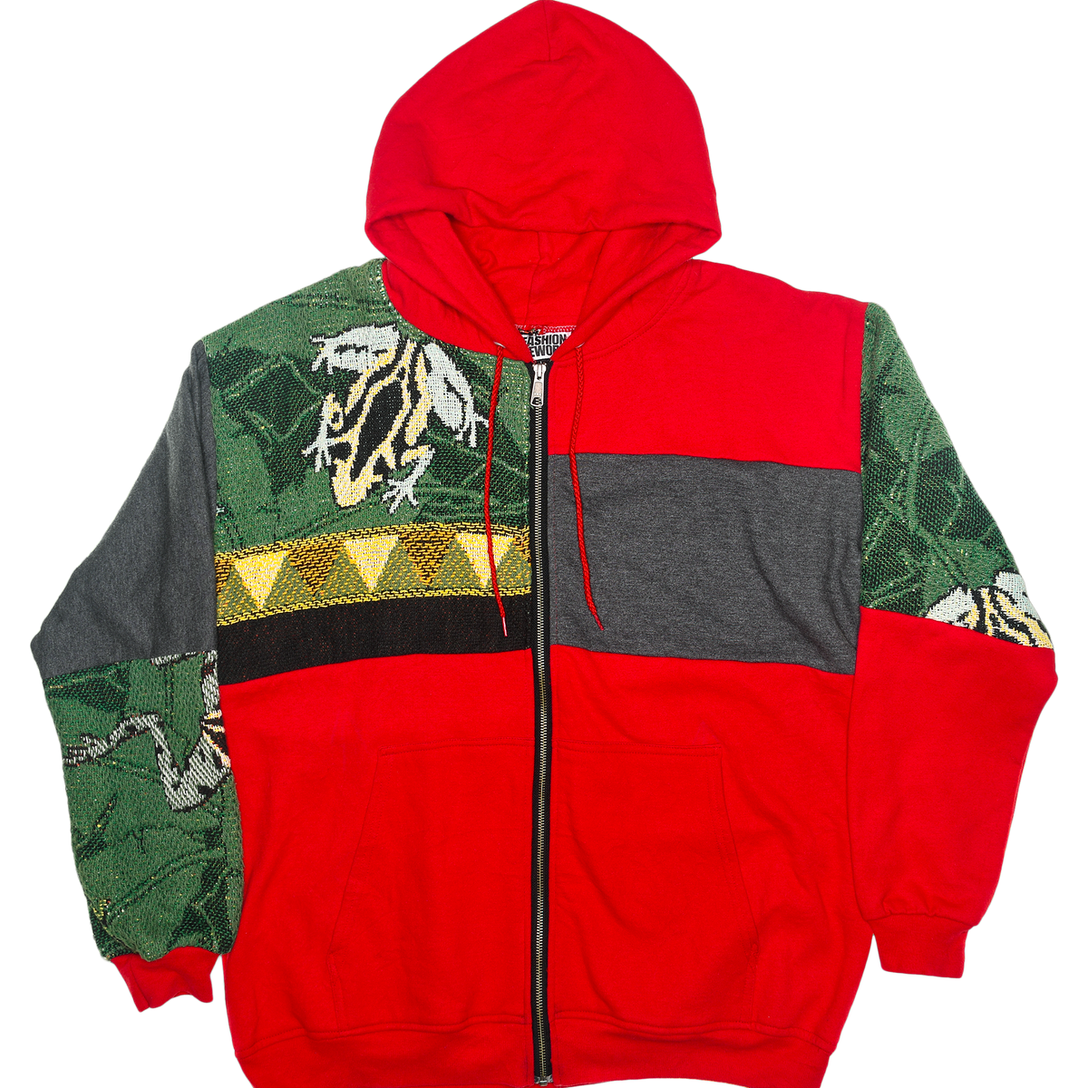 Tree Frog Patchwork Tapestry Zip Up Hoodie