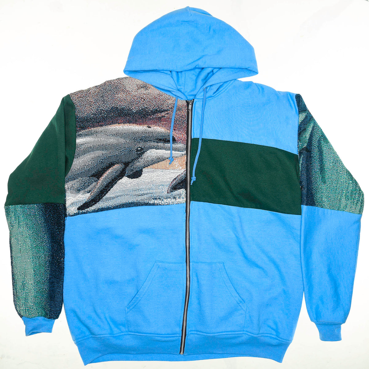 Dolphin Patchwork Tapestry Zip Up Hoodie