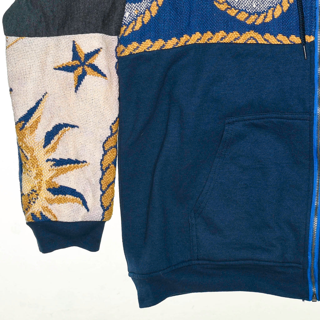 Blue Celestial Astrology Patchwork Tapestry Zip Up