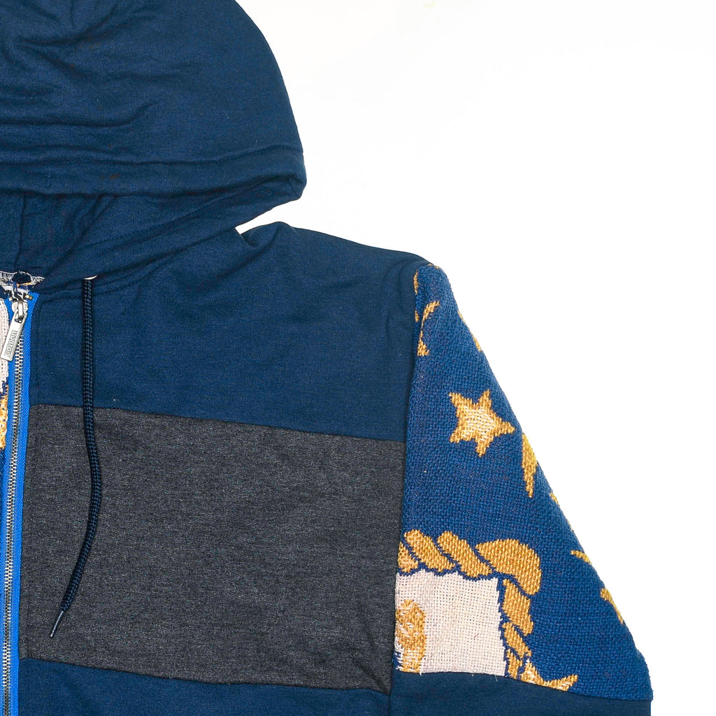 Blue Celestial Astrology Patchwork Tapestry Zip Up