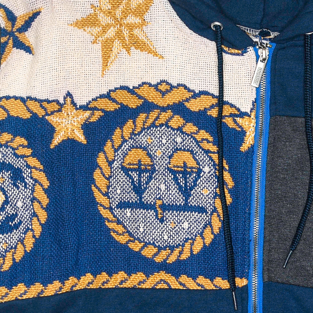 Blue Celestial Astrology Patchwork Tapestry Zip Up