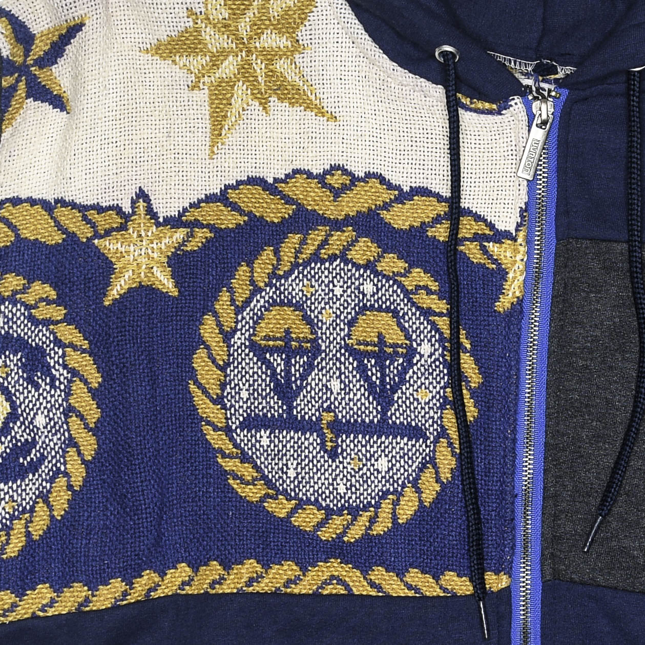Blue Celestial Astrology Patchwork Tapestry Zip Up