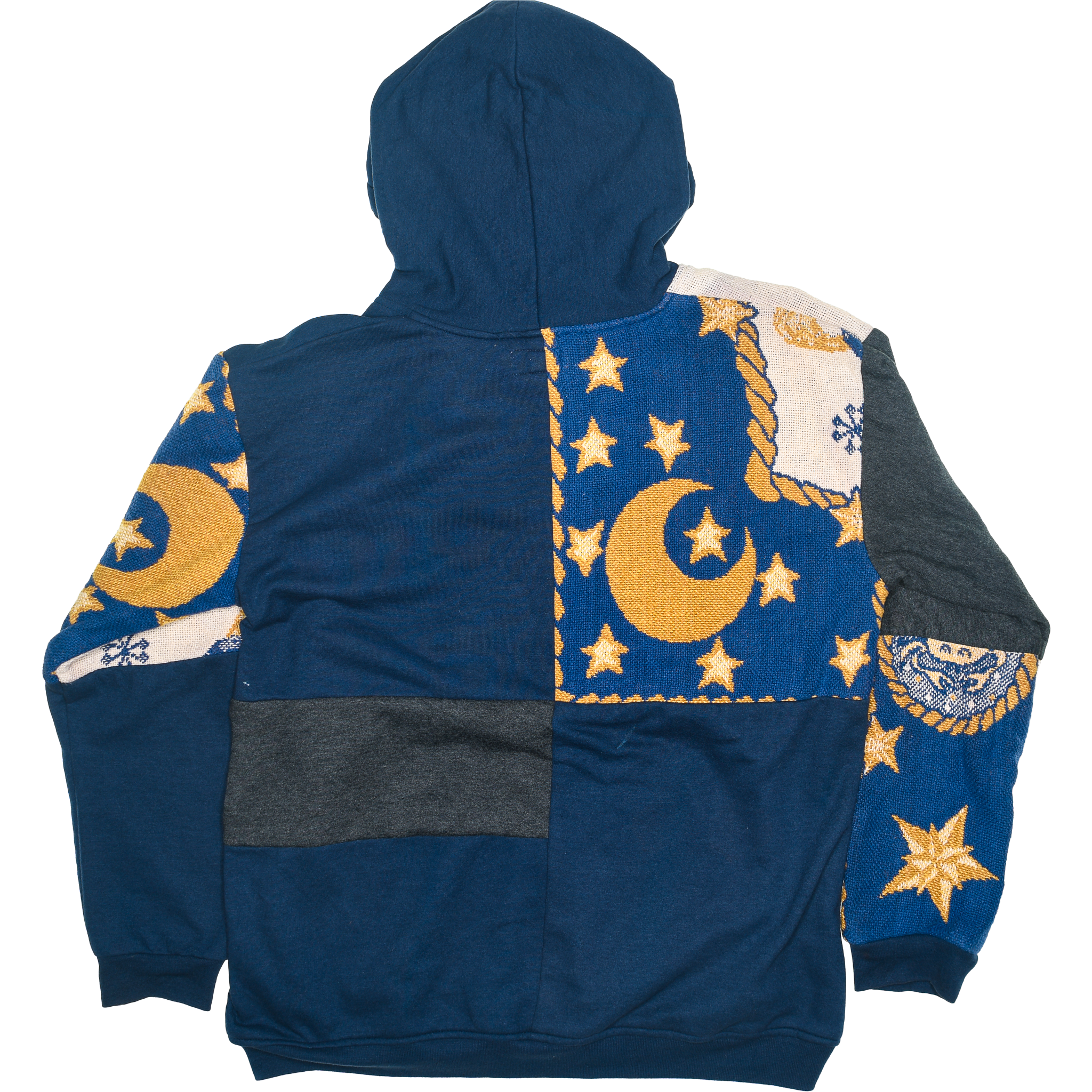 Blue Celestial Astrology Patchwork Tapestry Zip Up Hoodie