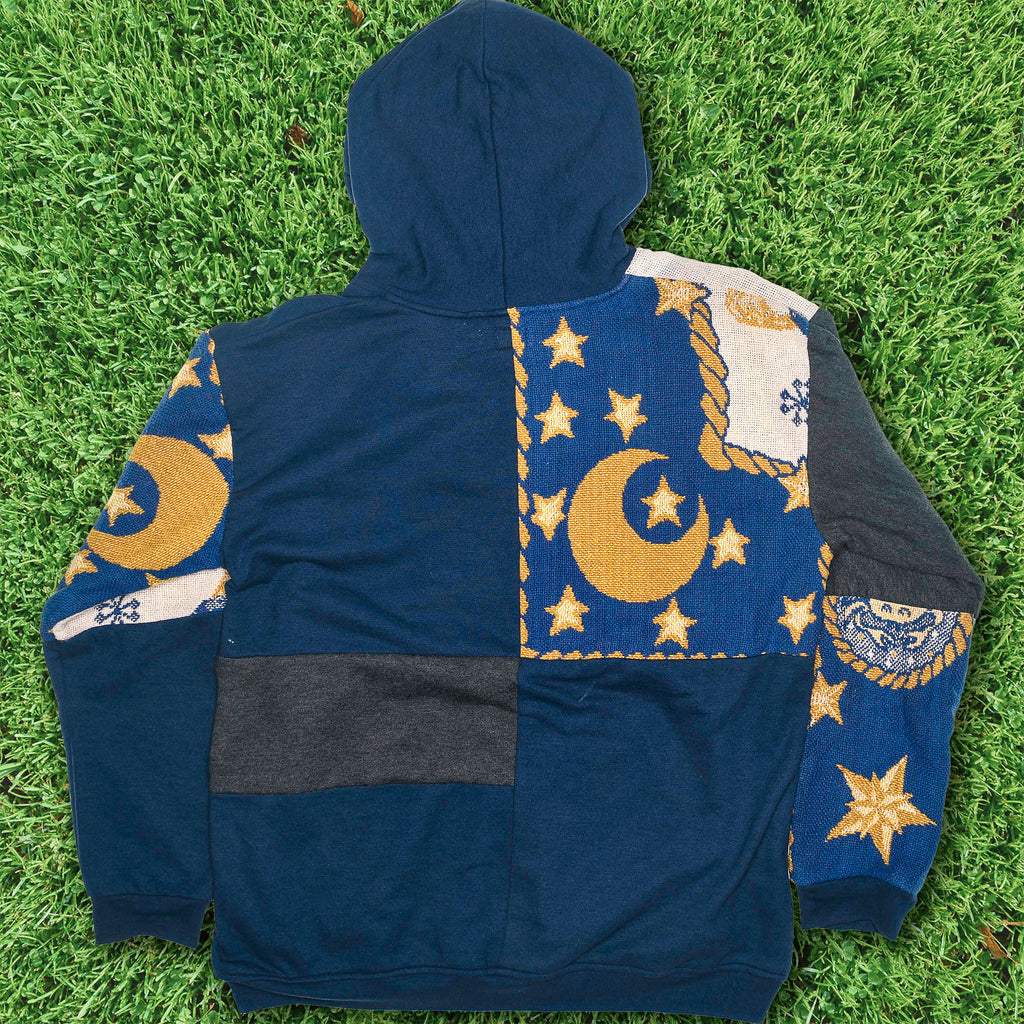 Blue Celestial Astrology Patchwork Tapestry Zip Up