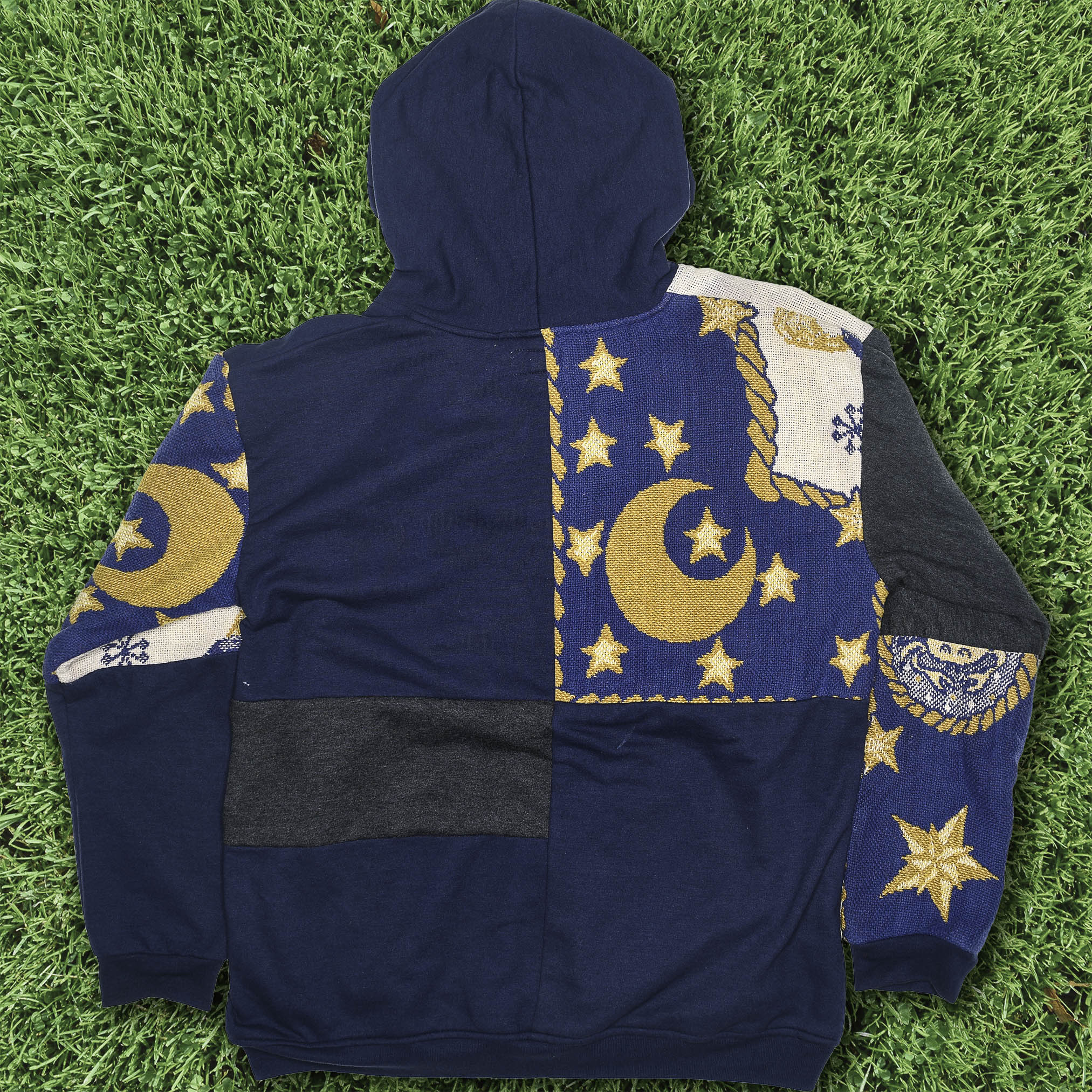 Blue Celestial Astrology Patchwork Tapestry Zip Up