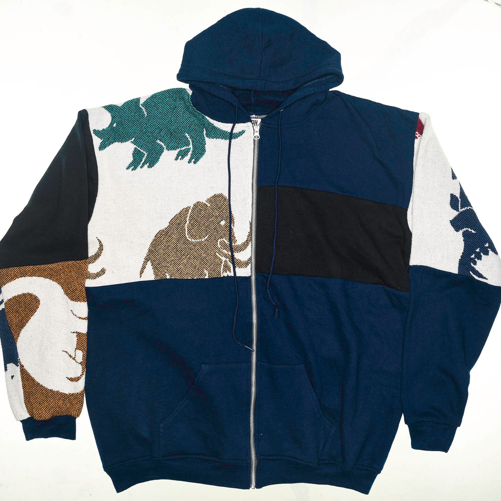 Ice Age Patchwork Tapestry Zip Up Hoodie