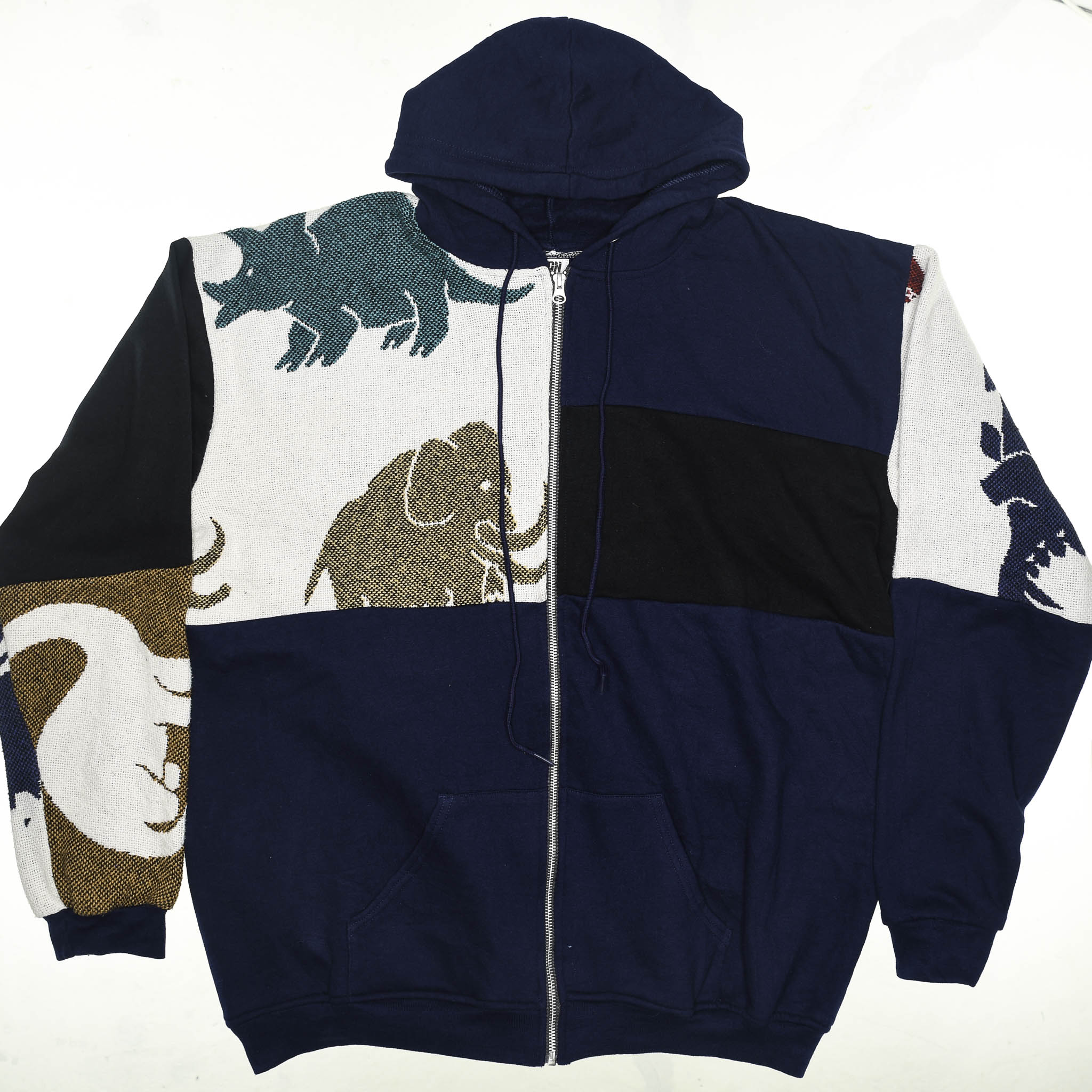 Ice Age Patchwork Tapestry Zip Up Hoodie