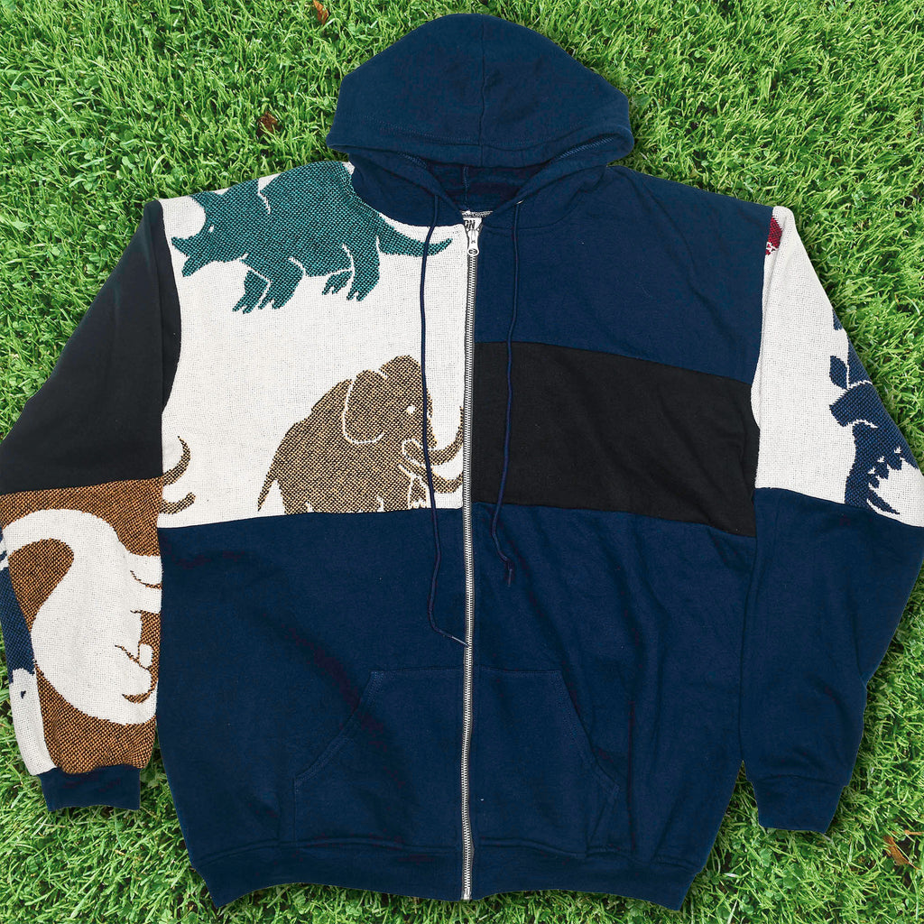 Ice Age Patchwork Tapestry Zip Up Hoodie