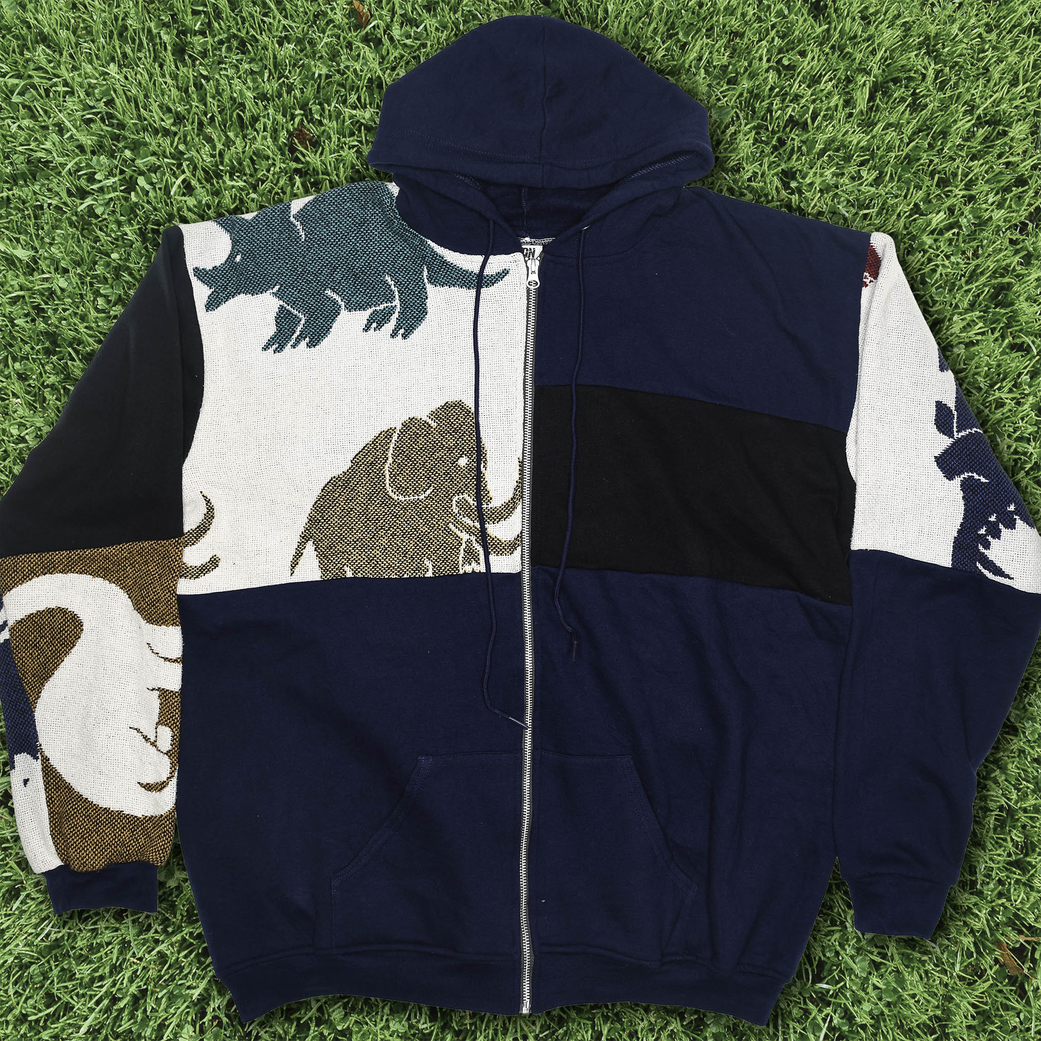 Ice Age Patchwork Tapestry Zip Up Hoodie