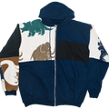 Dinosaur Patchwork Tapestry Zip Up Hoodie