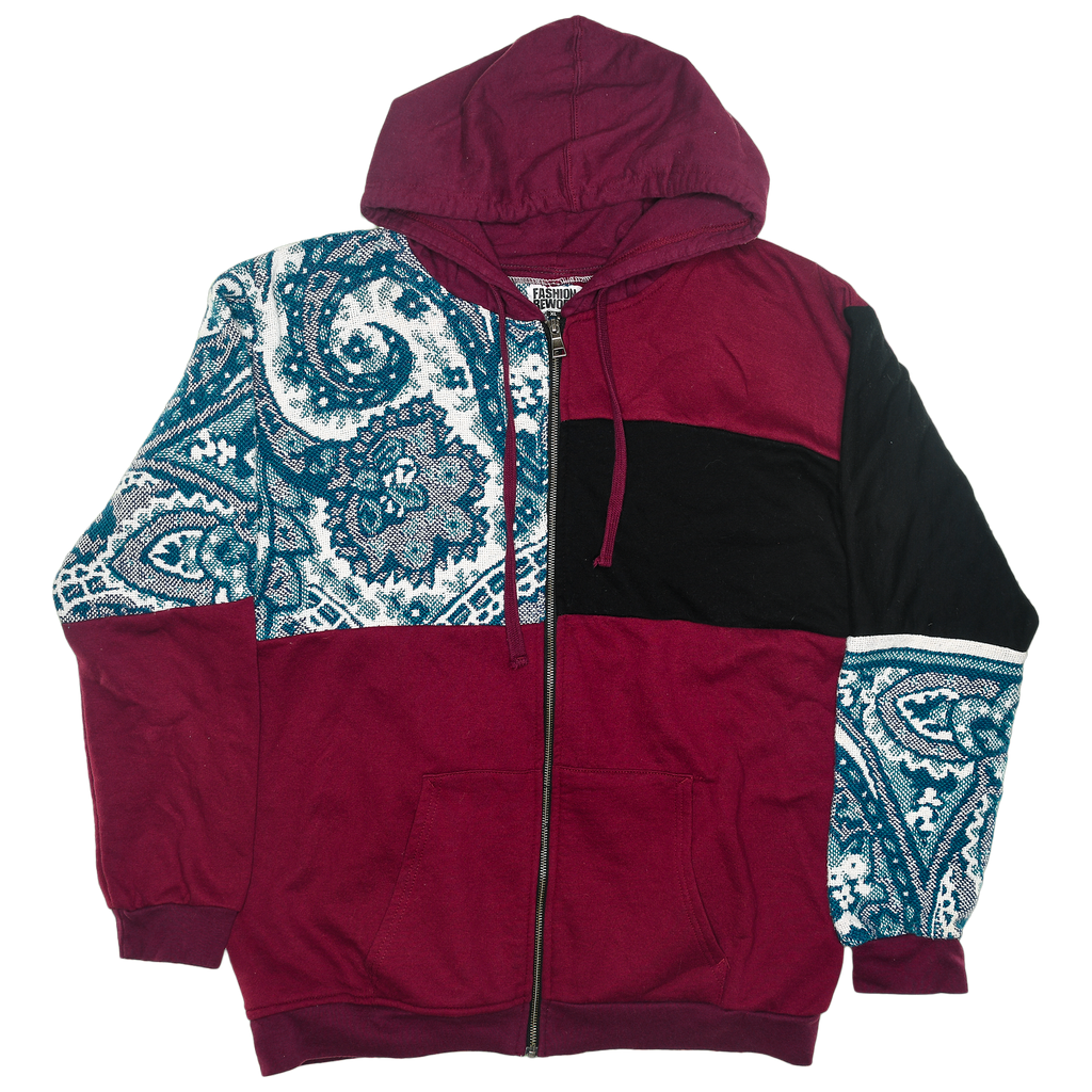 Crimson Paisley Tapestry Patch Hoodie