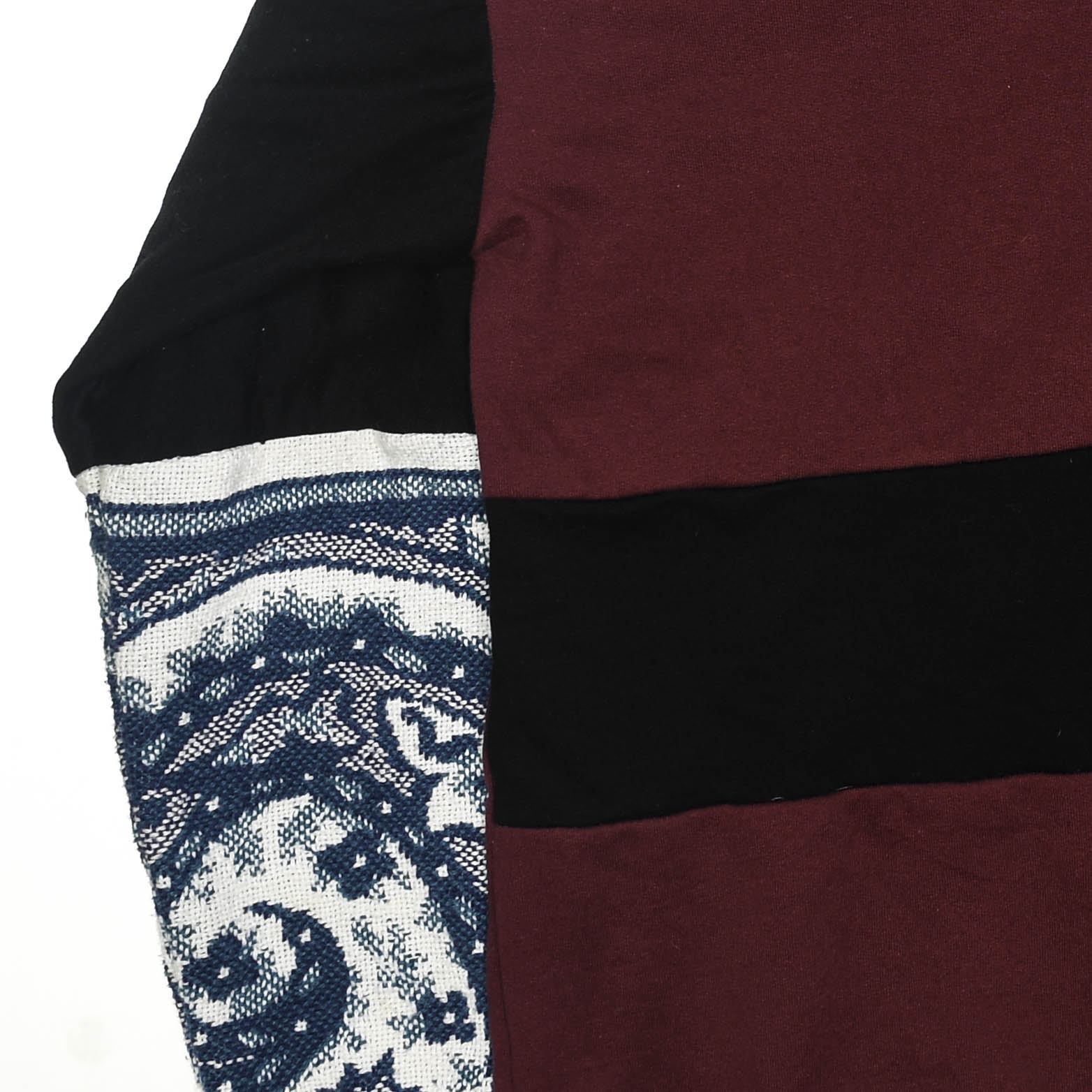 Crimson Paisley Tapestry Patch Hoodie — Upcycled Streetwear Zip-Up