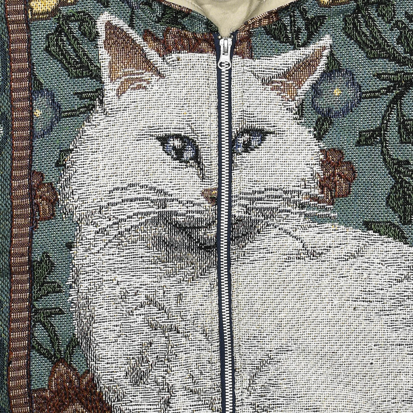Floral Victorian Cat Full Tapestry Zip Up