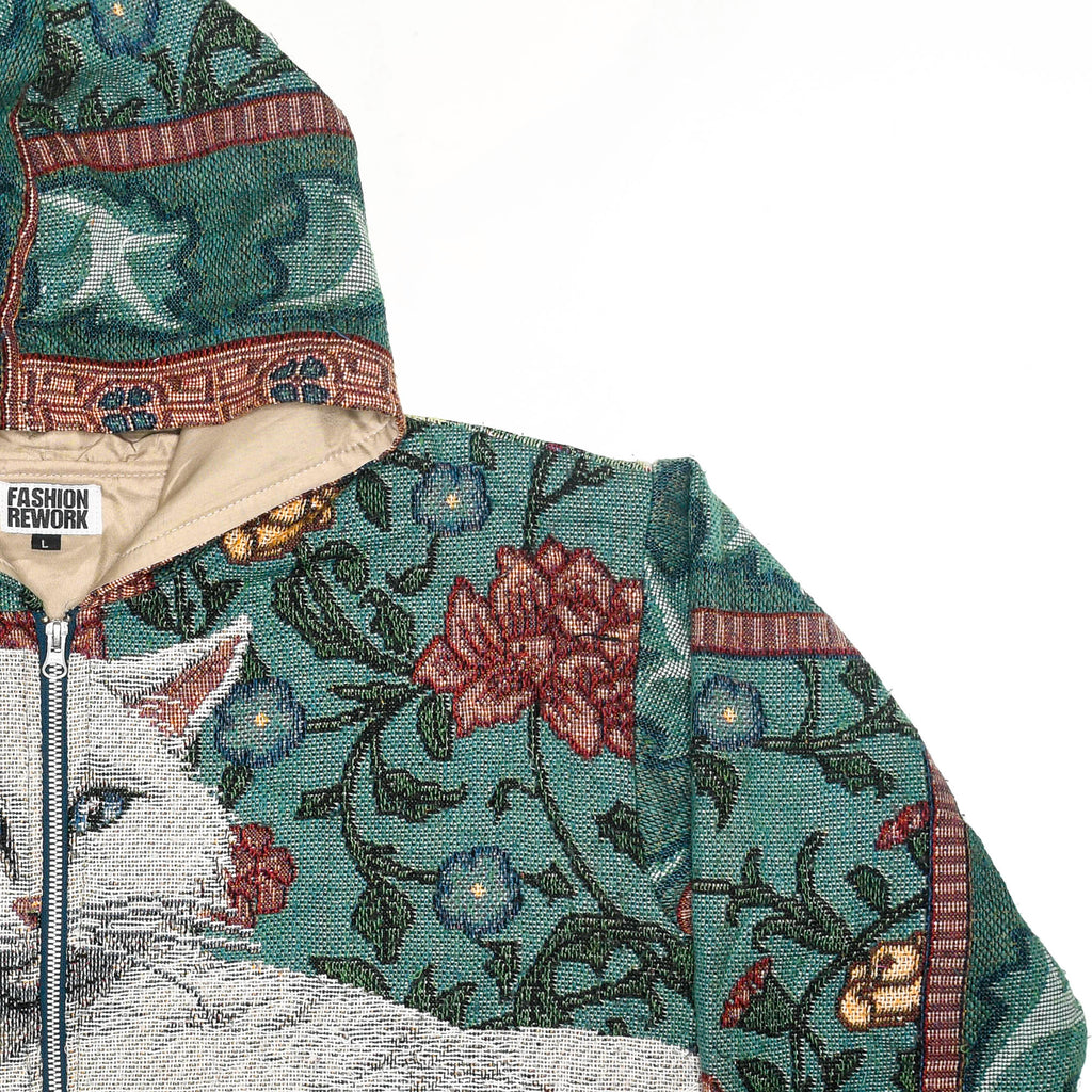 Floral Victorian Cat Full Tapestry Zip Up