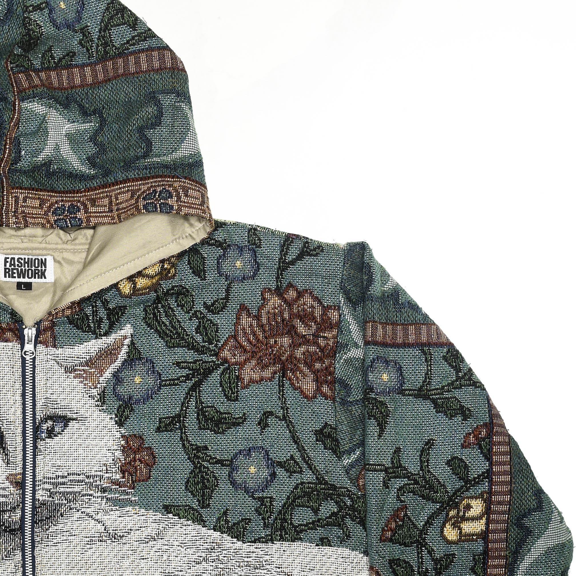 Floral Victorian Cat Full Tapestry Zip Up