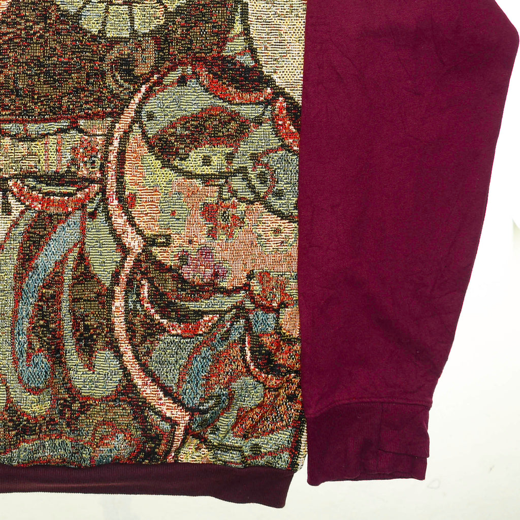 Midnight Owl Full Tapestry Panel Pullover — Retro Folk Art Sweatshirt