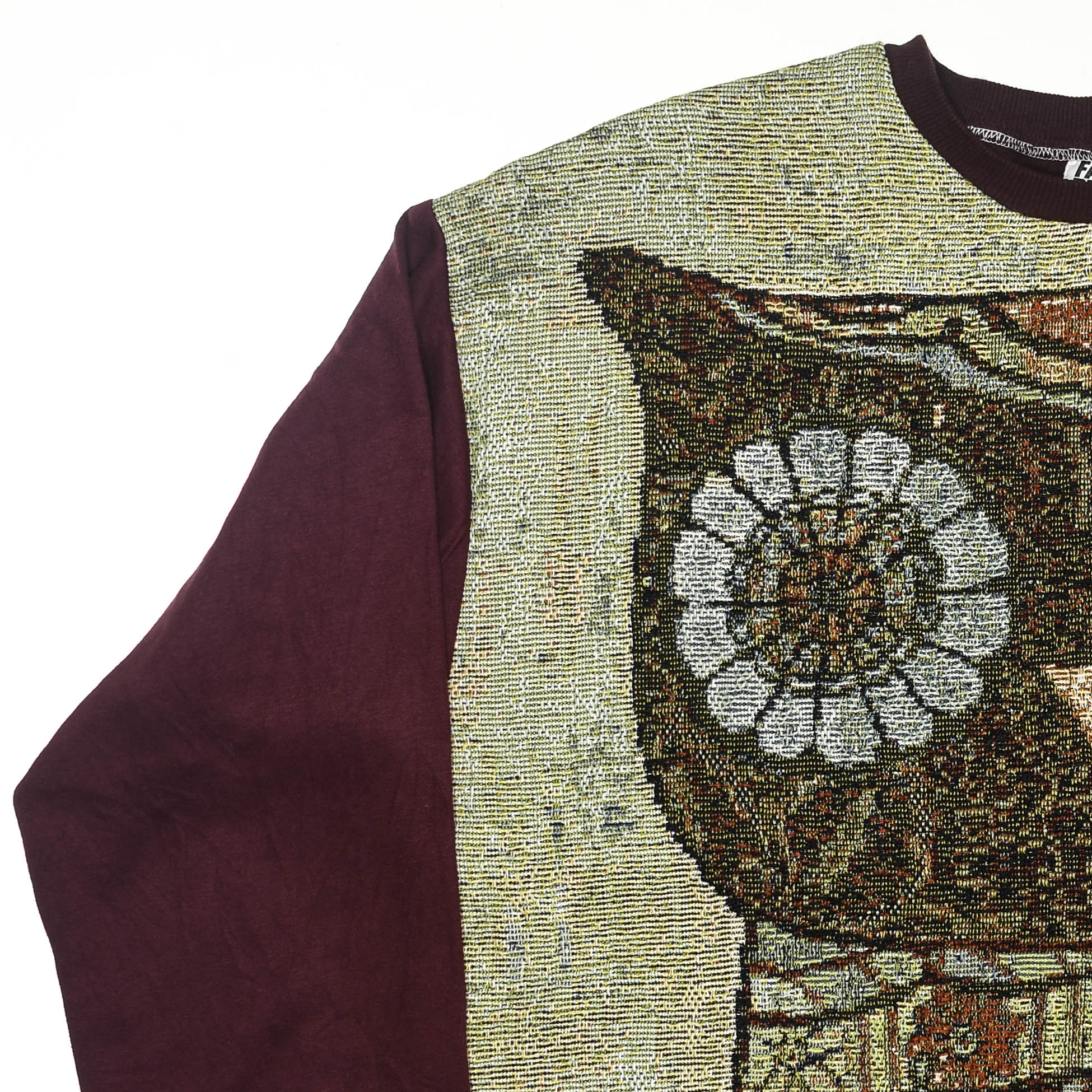 Midnight Owl Full Tapestry Panel Pullover — Retro Folk Art Sweatshirt