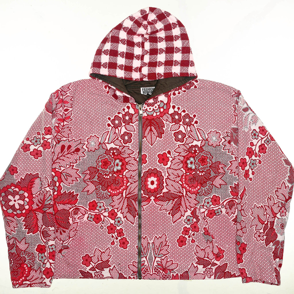 Floral & Hearts Gingham Full Tapestry Zip Through