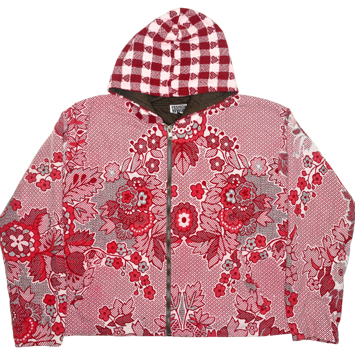 Floral & Hearts Gingham Full Tapestry Zip Through